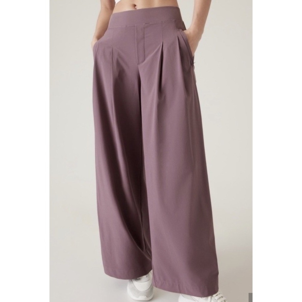 Athleta Brooklyn Heights Wide Leg Mauve Pants Size 10 Tall Casual Athleisure